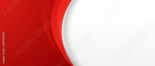 Red and white background with dynamic curves
