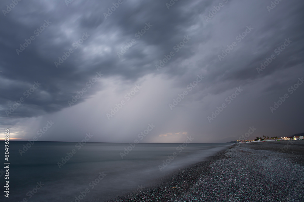Santa Maria dei Cedri beach under a storm in Cosenza Calabria Italy Santa Maria dei Cedri beach under a storm in Cosenza Calabria Italy