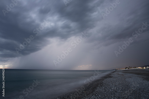 Santa Maria dei Cedri beach under a storm in Cosenza Calabria Italy