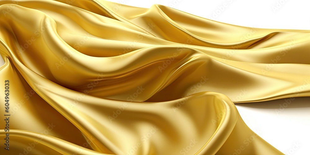 Abstract 3D Background with colorful Wavy Lines. Golden yellow fabric. Generative AI Abstract 3D Background with colorful Wavy Lines. Golden yellow fabric. Generative AI