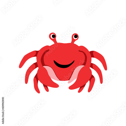 cute crab cartoon vector icon illustration, mascot logo, cartoon animal style