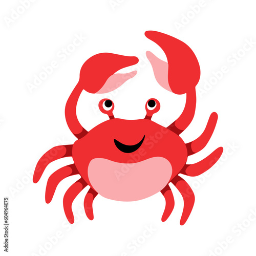 cute crab cartoon vector icon illustration, mascot logo, cartoon animal style