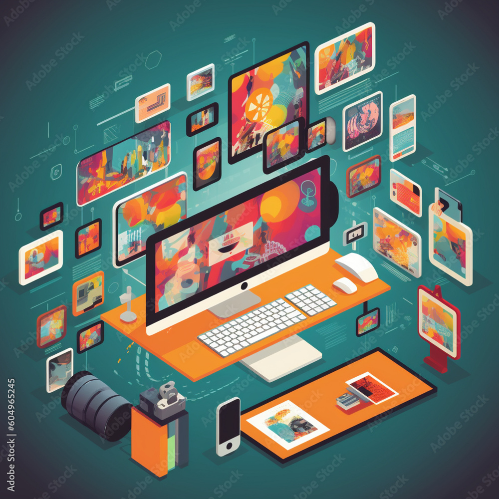 Illustration of computer photography editing Illustration of computer photography editing