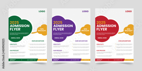 Kids new year back to school admission online e-learning flyer and teaching studying template