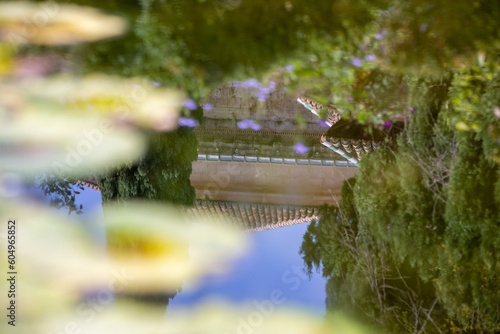 Architectural details of the Alhambra fortified palace complex and Granada city photo