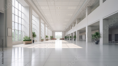 Modern commercial building lobby corridor. AI generative