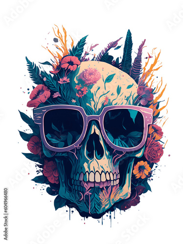 Day of the dead, dia de los muertos, skull, floral, tshirt print