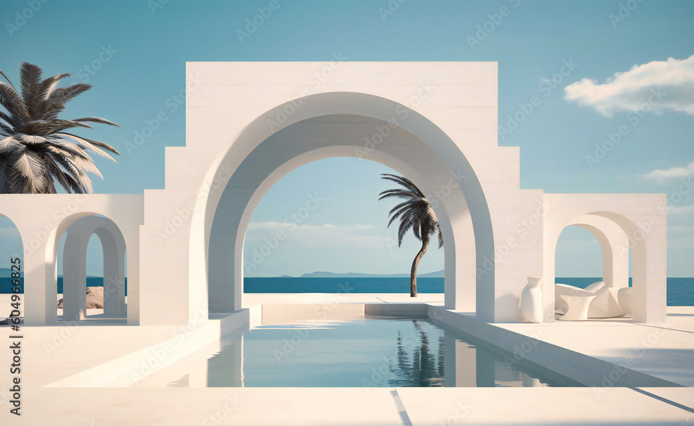 white archway leading into the beach