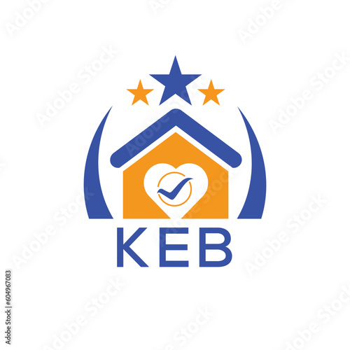 KEB House logo Letter logo and star icon. Blue vector image on white background. KJG house Monogram home logo picture design and best business icon. 
