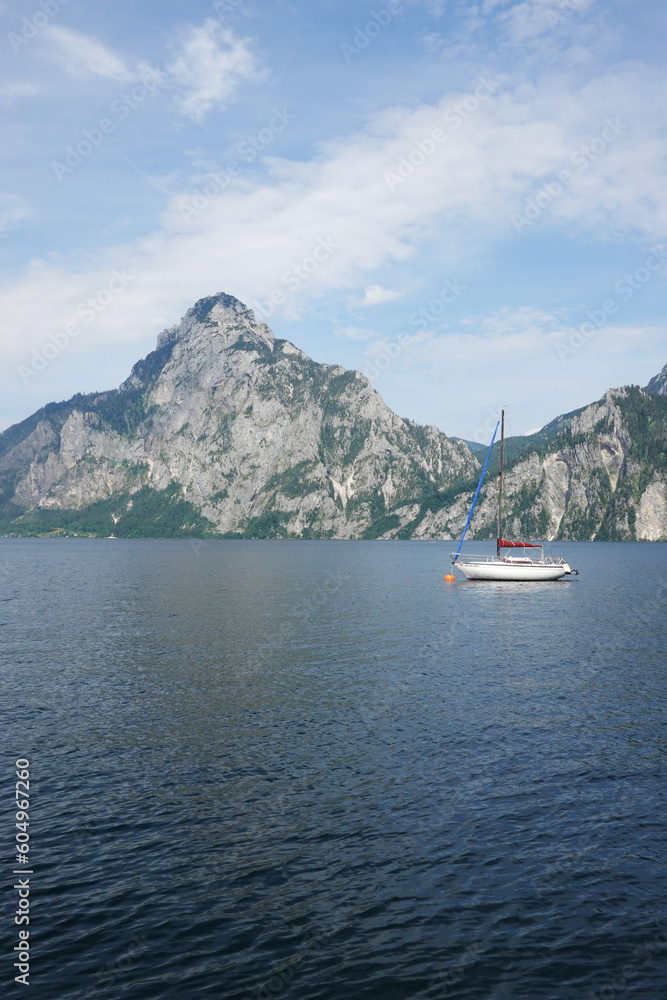 The view of Traun see in Salzkammergut region, Upper Austria The view of Traun see in Salzkammergut region, Upper Austria