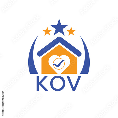 KOV House logo Letter logo and star icon. Blue vector image on white background. KJG house Monogram home logo picture design and best business icon. 
