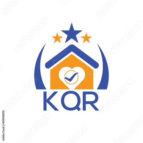 KQR House logo Letter logo and star icon. Blue vector image on white background. KJG house Monogram home logo picture design and best business icon. 
 photo