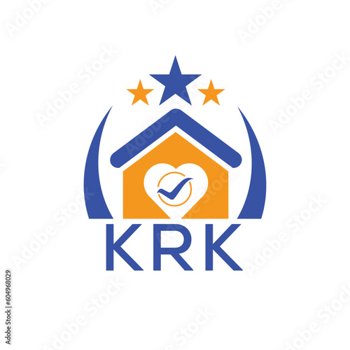 KRK House logo Letter logo and star icon. Blue vector image on white background. KJG house Monogram home logo picture design and best business icon. 

