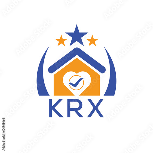 KRX House logo Letter logo and star icon. Blue vector image on white background. KJG house Monogram home logo picture design and best business icon. 
 photo