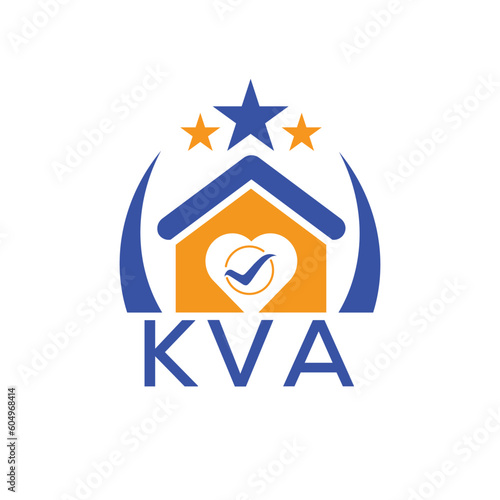 KVA House logo Letter logo and star icon. Blue vector image on white background. KJG house Monogram home logo picture design and best business icon. 
