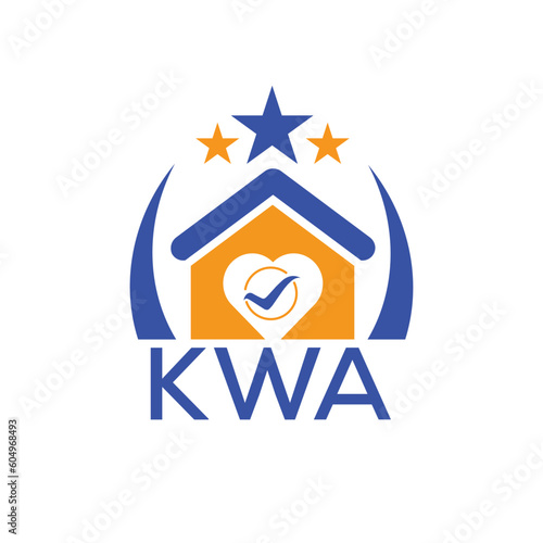 KWA House logo Letter logo and star icon. Blue vector image on white background. KJG house Monogram home logo picture design and best business icon. 
