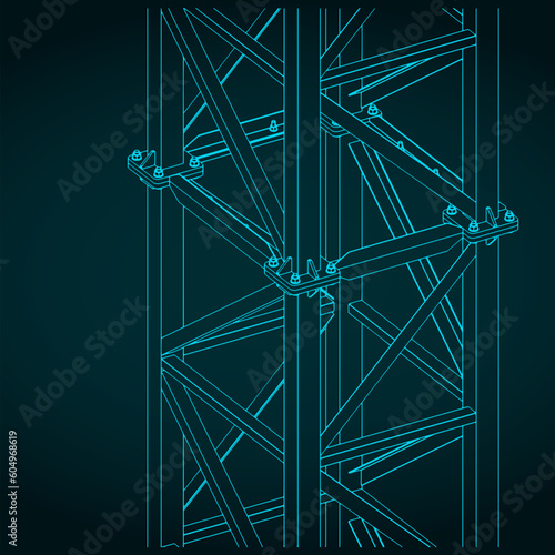 Steel metal frame close up