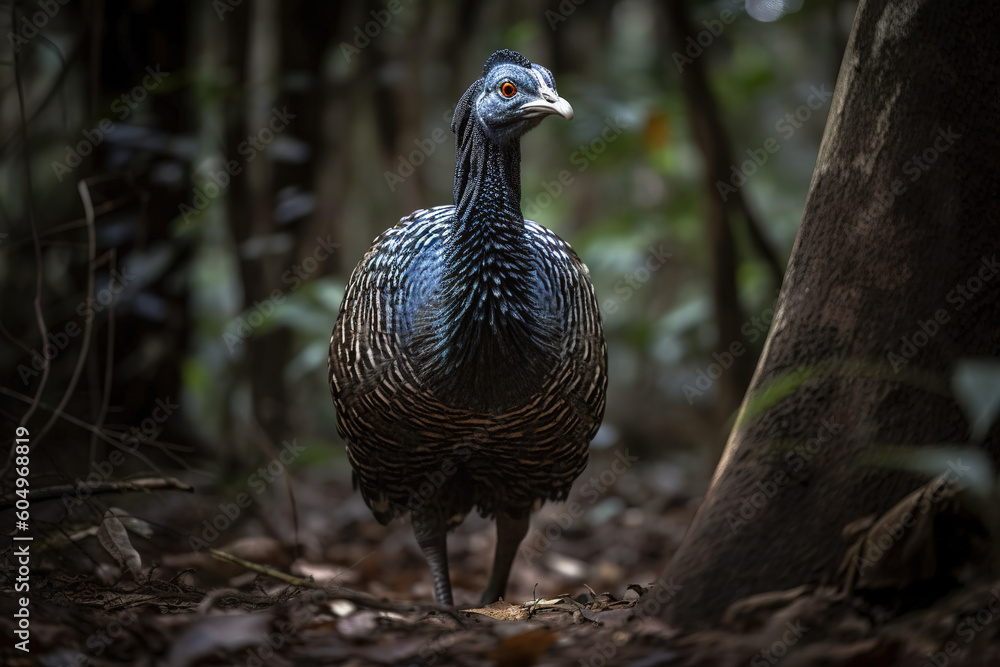 Image of a vulture guineafowl in the wild on nature background. Wildlife Animals. Birds. Illustration, generative AI. Image of a vulture guineafowl in the wild on nature background. Wildlife Animals. Birds. Illustration, generative AI.