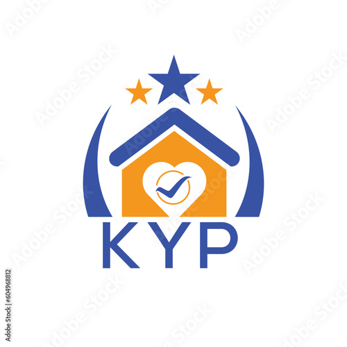 KYP House logo Letter logo and star icon. Blue vector image on white background. KJG house Monogram home logo picture design and best business icon. 
 photo