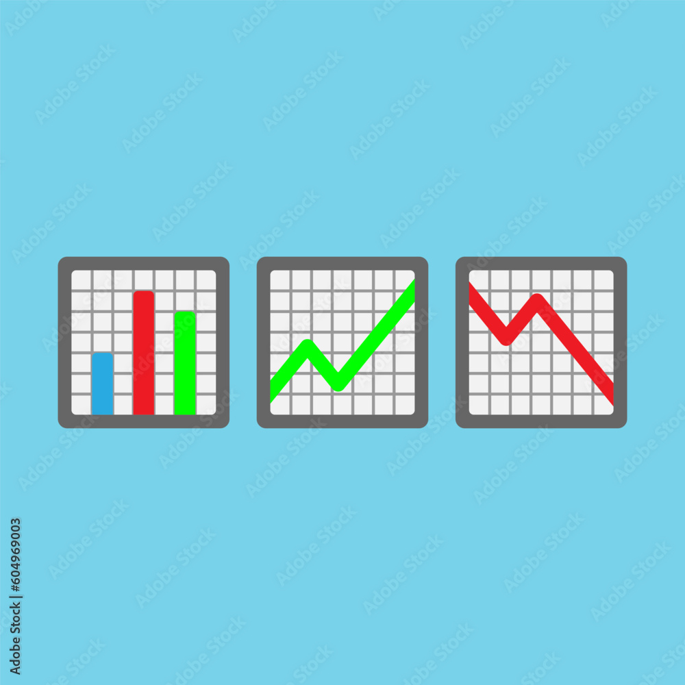 charts icon vector flat design illustration, up, down and bars diagrams charts icon vector flat design illustration, up, down and bars diagrams