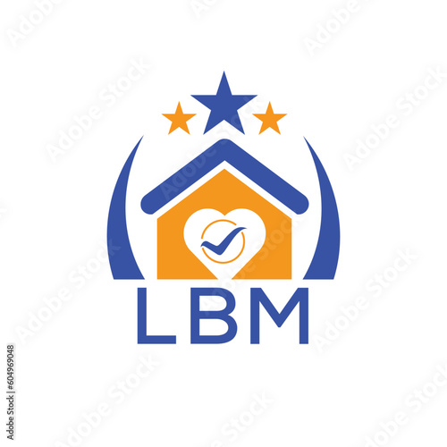 LBM House logo Letter logo and star icon. Blue vector image on white background. KJG house Monogram home logo picture design and best business icon. 
 photo