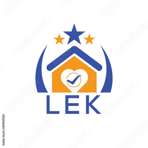 LEK House logo Letter logo and star icon. Blue vector image on white background. KJG house Monogram home logo picture design and best business icon. 

