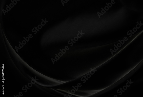 Black gray satin dark fabric texture luxurious shiny that is abstract silk cloth background with patterns soft waves blur beautiful.