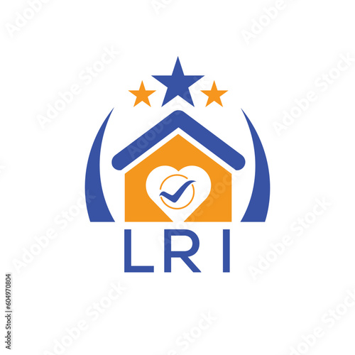 LRI House logo Letter logo and star icon. Blue vector image on white background. KJG house Monogram home logo picture design and best business icon. 
 photo