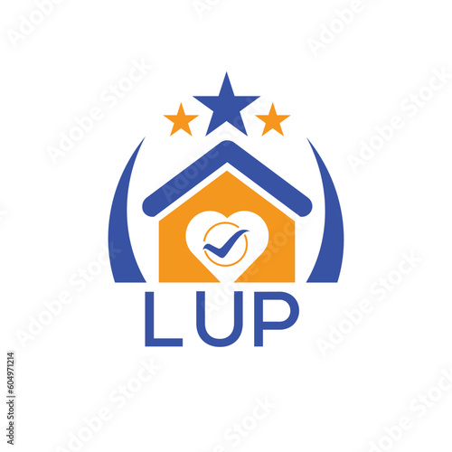 LUP House logo Letter logo and star icon. Blue vector image on white background. KJG house Monogram home logo picture design and best business icon. 
