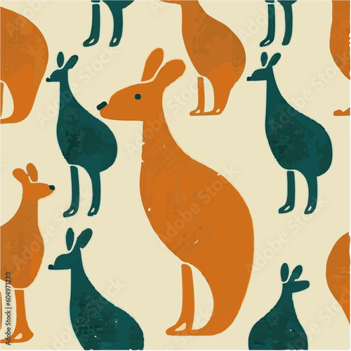 cute simple kangaroo pattern, cartoon, minimal, decorate blankets, carpets, for kids, theme print design
