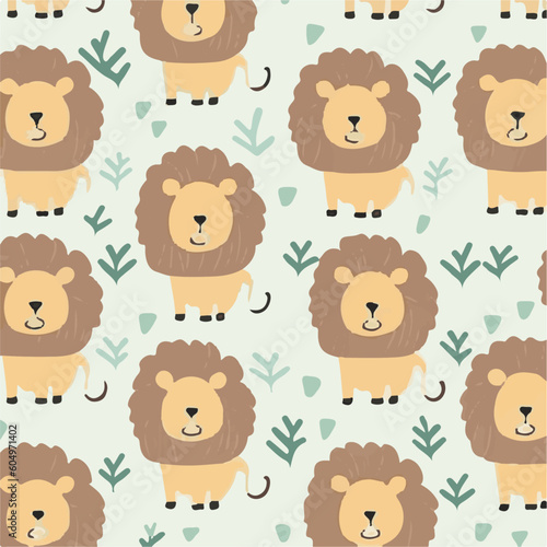 cute simple lion pattern  cartoon  minimal  decorate blankets  carpets  for kids  theme print design 