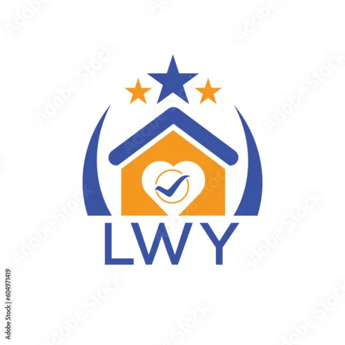 Obraz LWY House logo Letter logo and star icon. Blue vector image on white background. KJG house Monogram home logo picture design and best business icon. 
