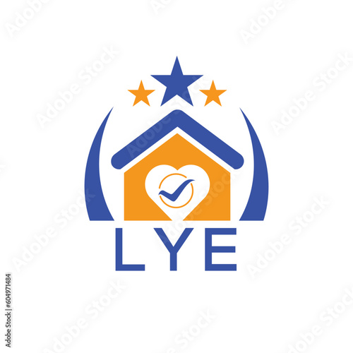 LYE House logo Letter logo and star icon. Blue vector image on white background. KJG house Monogram home logo picture design and best business icon. 
