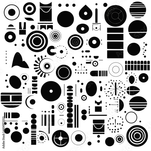 Stylized vector shapes, high resolution The collection should include a range of unique forms, clean, minimalist shapes, abstract, jagged edges, fluid curves, cyberpunk style