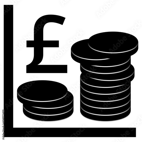 Icône Simple Devise Livre Sterling Pièces de Monnaie - Noir