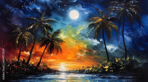 夜の熱帯島バケーションの魅力を体験する No.034 | Enchanted Nights: A Tropical Island Vacation in Art Generative AI
