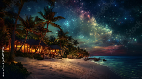 夜の熱帯島バケーションの魅力を体験する No.017 | Enchanted Nights: A Tropical Island Vacation in Art Generative AI