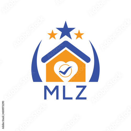 MLZ House logo Letter logo and star icon. Blue vector image on white background. KJG house Monogram home logo picture design and best business icon. 
