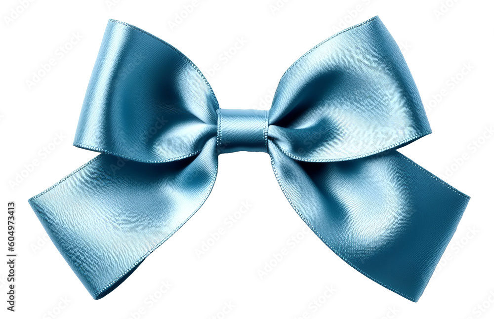 blue ribbon bow, isolated on transparent background Stock Illustration