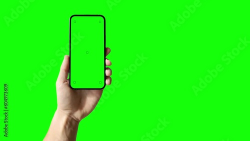 A set with a phone in hand with a green screen and tracking markers, along with a hand tapping a display. The video includes a luma matte mask, and you can set the screen tap wherever you want