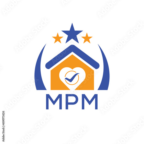 MPM House logo Letter logo and star icon. Blue vector image on white background. KJG house Monogram home logo picture design and best business icon. 
 photo