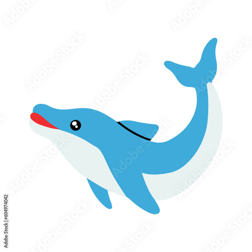 Vector illustration cute cartoon dolphin jumping out of the sea.