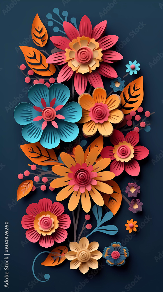 paper cut style flower illustration
