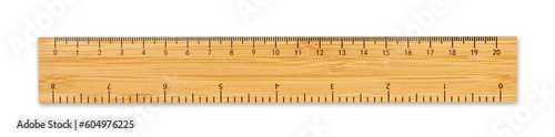 bamboo ruler with measures in centimeters inches isolated, background transparent background, png photo
