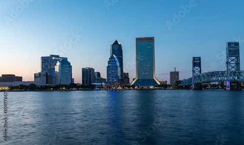 Skyline of Jacksonville Florida in the evening