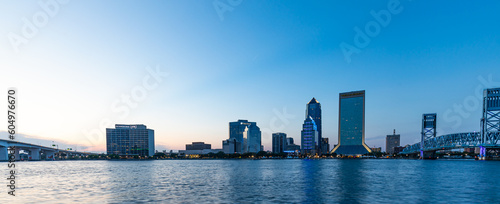 Skyline of Jacksonville Florida in the evening