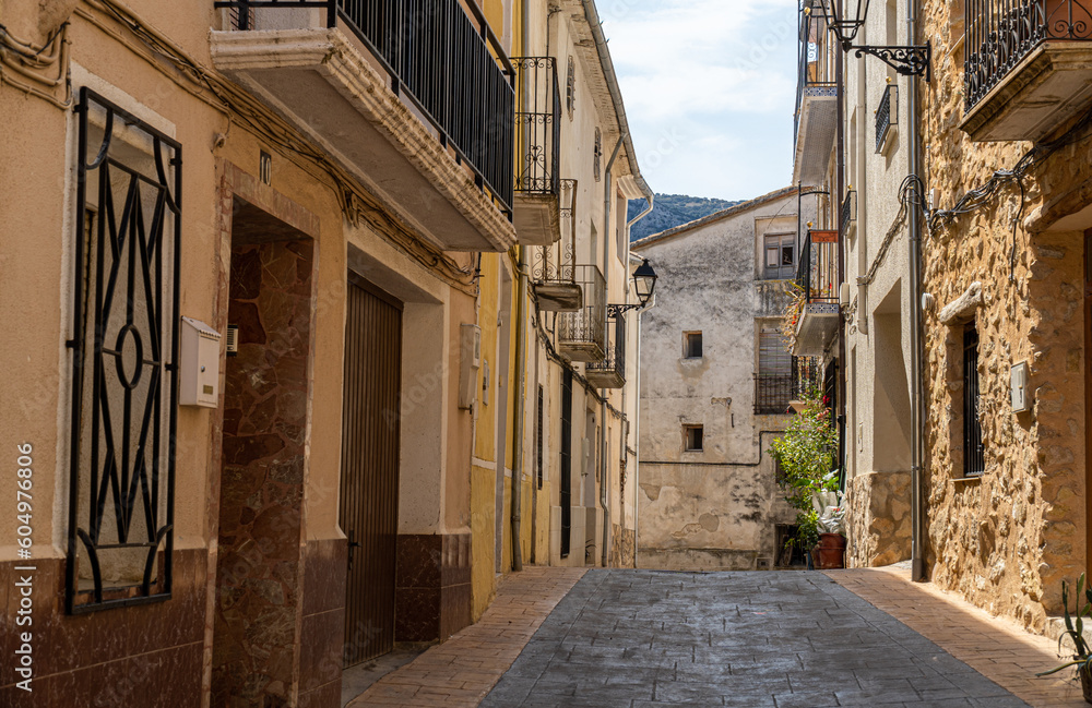 Ancient streets in the town, in Alcoleja, Alicante (Spain)