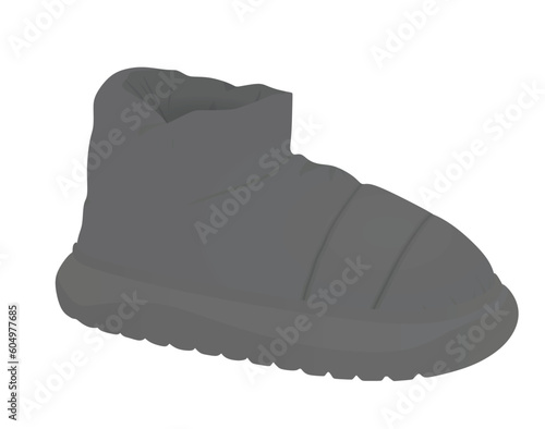 Grey chunky snow  boot. vector