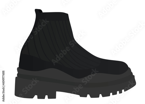 Black ankle shoe. vector illustration