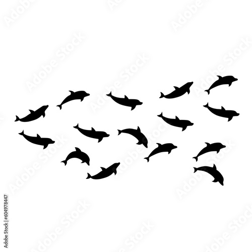 Dolphins line shape silhouette group